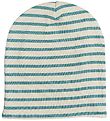 Racing Kids Beanie - 2-layer - Striped - Turquoise Stone/Eggshel