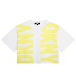 DKNY Stuttermabolur - Skera - Hvítt/Lemon