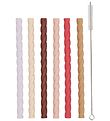 OYOY Straws - 6-Pack - Silicone - Cherry Red/Vanilla