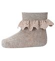 MP Socken m. Spitze - Lisa - Light Brown Melange