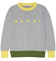 Marni Blouse - Knitted - Grey Melange w. Yellow/Army Green