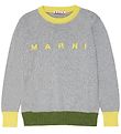 Marni Blouse - Gebreid - Grijs Gevlekt m. Geel/Legergroen