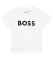 BOSS Stuttermabolur - Hvítur M. Dökkblátt