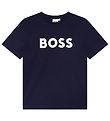 BOSS Stuttermabolur - Dökkblátt M. Hvítur