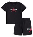 Jordan T-Shirt/Shorts en Molleton - Noir av. Logo