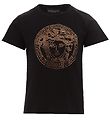 Versace T-Shirt - Mduse Strass - Noir/Or av. Strass