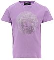 Versace T-Shirt - Medusa Strass - Baby Violet m. Kristallen
