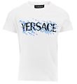 Versace T-Shirt - Blanc av. Bleu/Noir