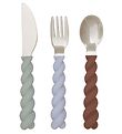 OYOY Cutlery - Silicone - 3 Parts - Mellow Cutlery - Pale Mint/C