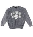 Emporio Armani Tröja - Stickad - Marinblå/Vitmelerad m. Text