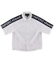 Emporio Armani Overhemd s/s - Wit/Navy m. Logostreep