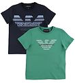 Emporio Armani T-shirts - 2 Pack - Vert/Marine av. Logo