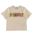 Moncler T-shirt - Beige w. Pink/Green