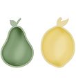 OYOY Snack bowls - 2-Pack - Silicone - Lemon & Pear - Yellow/Gre