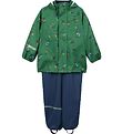 CeLaVi Rainwear w. Suspenders - PU - Foliage Green w. Basket din