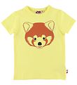 DYR T-shirt - ANIMAL Growl - Pale Yellow w. Red Panda
