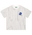 Kenzo T-shirt - Exclusive Edition - Cream/Black Striped w. Flowe