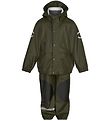 Mikk-Line Rainwear w. Suspenders - PU - Recycled - Forest Night