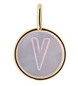 Design Letters Pendant To Necklace - V - Pearl Gold