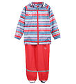 Color Kids Rainwear w. Suspenders - PU - Teaberry w. Stripes