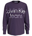 Calvin Klein Blouse - Hero Maxi Logo - Purple Fluweel