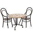 Maileg Dining table w. 2 Chairs - Mini - Black w. Pattern