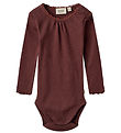 Wheat Romper l/s - Rib - Lotta - Aubergine