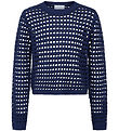 Grunt Blouse - Cropped - Knitted - Pontinha - Dark Blue w. Point