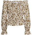 Grunt Blússa - Skera - Ponte Off Shoulder - Fílabeinshvítt/Ljósb