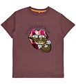 The New T-Shirt - TnHiba - Rose Brown m. Mund/Pailletten