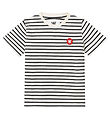Wood Wood T-shirt - Ola - Off White/Black Striped