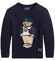 Polo Ralph Lauren Blouse - Knitted - Navy w. Soft Toy