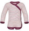 Engel Wikkelromper l/s - Wol/Zijde - Natural/Orchid