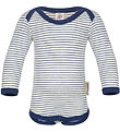 Engel Romper l/s - Wol/Zijde - Natural/Navy Blue