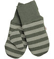 Racing Kids Mittens - Wool/Cotton - Light Seagrass w. Stripes