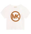 Michael Kors T-shirt - Cropped - Off White w. Brown