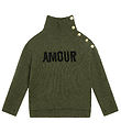 Zadig & Voltaire Blouse - Wool - Green Melange w. Text/Buttons