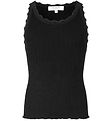 Rosemunde Top - Silk/Cotton - Rib - Black w. Lace