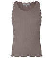 Rosemunde Top - Silk/Cotton - Rib - Falcon w. Lace