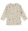 Joha Blouse - Wool - Beige w. Mushrooms