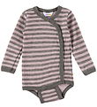 Joha Wrap Bodysuit l/s - Wool - Grey/Pink