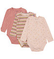 Hust and Claire Romper l/s - 3-pack - Blue - Peach Dust