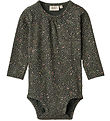 Wheat Bodysuit l/s - Liv - Black Coal Small Flowers