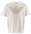 Emporio Armani T-shirt - White/Beige w. Logo