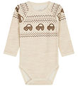 Hust and Claire Bodysuit l/s - Wool/Bamboo - Basti - Wheat Melan