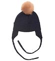 Huttelihut Baby Hat - Knitted - Wool - Chullu - Navy w. Pom-Pom