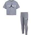 Jordan T-shirt/Leggings - Grey Melange w. Logo