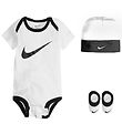 Nike Gift Box - Booties/Beanie/Bodysuit s/s - Swoosh - White/Bla