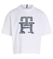 Tommy Hilfiger T-Shirt - Monogramm-Pailletten - White m. Paillet