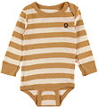 Katvig Romper l/s - Caramel/Wit Gestreept